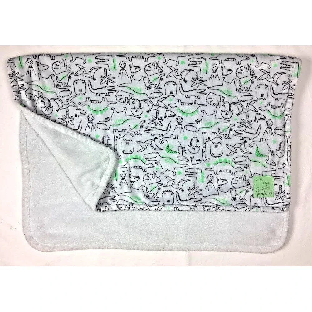 Carter's White Green Dinosaur Cute-A-Saurus Baby Blanket Soft Black 30x40
